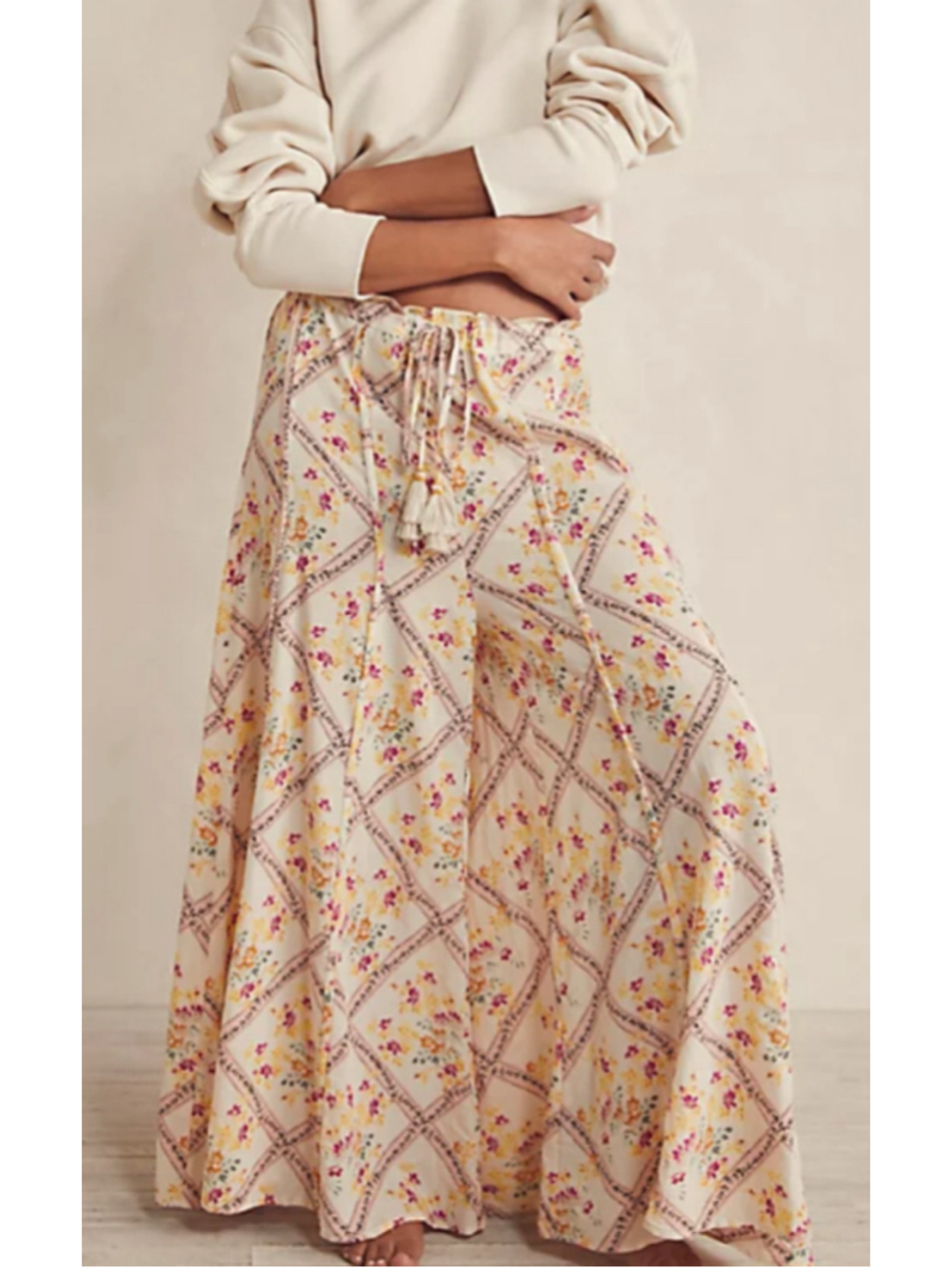 Free People Intimately "I'm the One" Wide Leg Boho Floral Lounge Pants Small